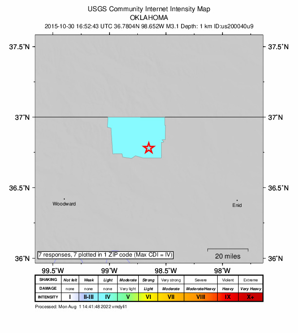 Did You Feel It? map: shaking reported by the public