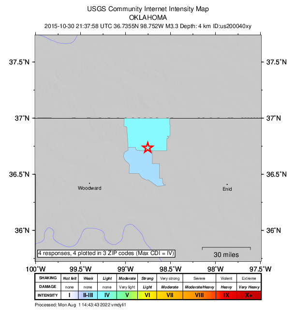 Did You Feel It? map: shaking reported by the public