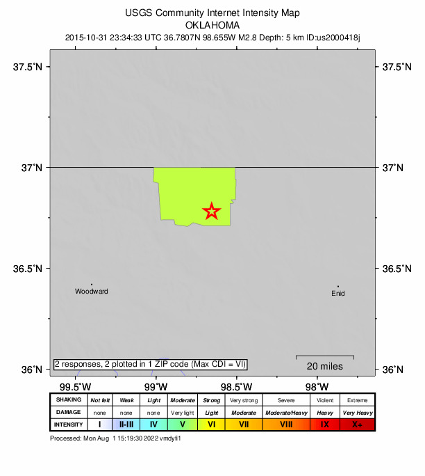 Did You Feel It? map: shaking reported by the public