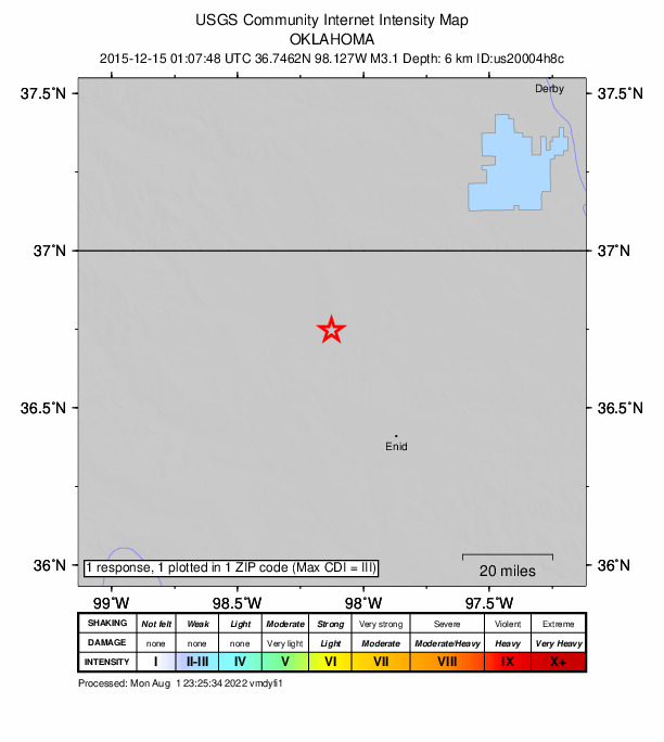 Did You Feel It? map: shaking reported by the public