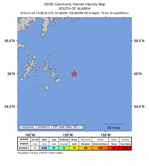 Did You Feel It? map: shaking reported by the public