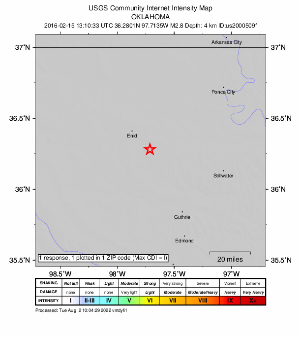 Did You Feel It? map: shaking reported by the public