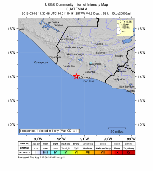 Did You Feel It? map: shaking reported by the public