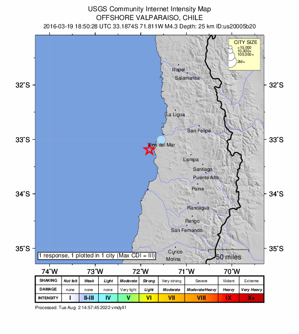 Did You Feel It? map: shaking reported by the public