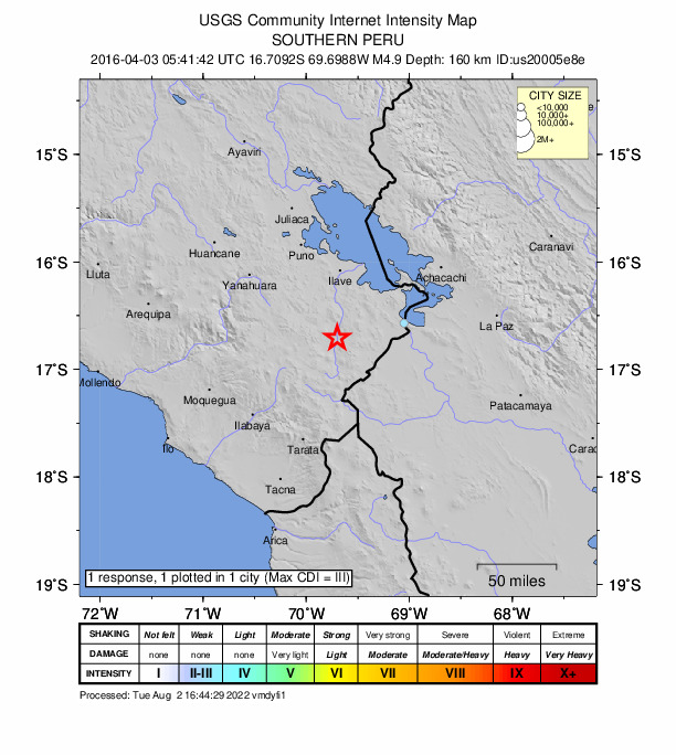 Did You Feel It? map: shaking reported by the public