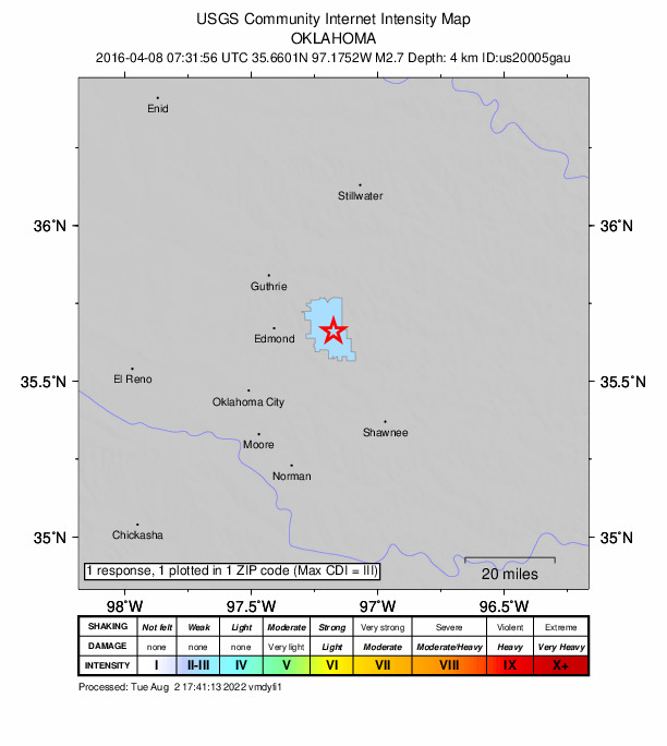 Did You Feel It? map: shaking reported by the public