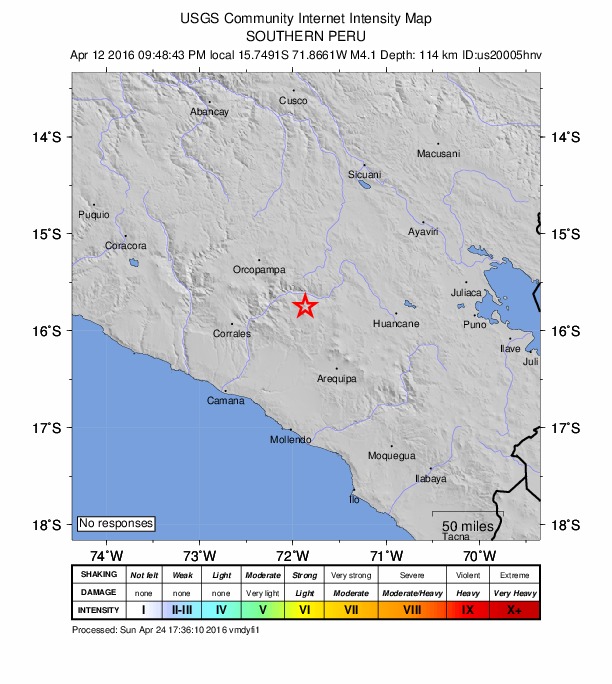 Did You Feel It? map: shaking reported by the public
