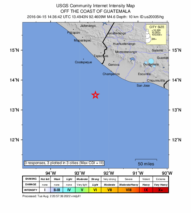 Did You Feel It? map: shaking reported by the public