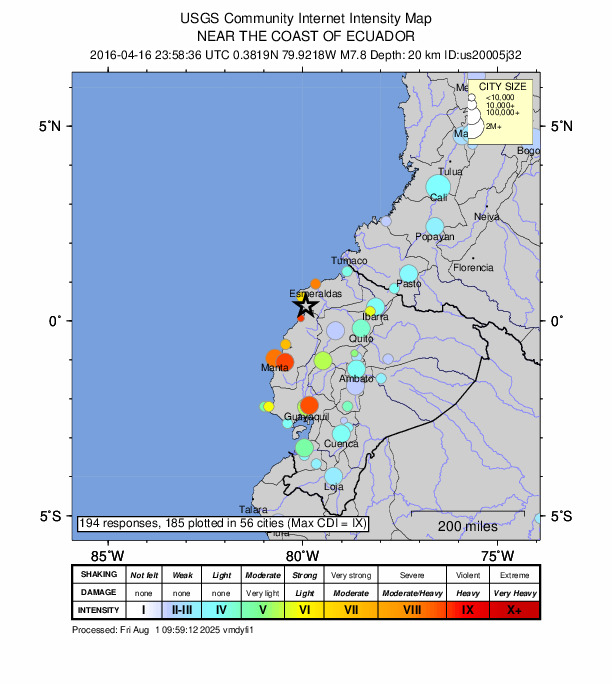 Did You Feel It? map: shaking reported by the public