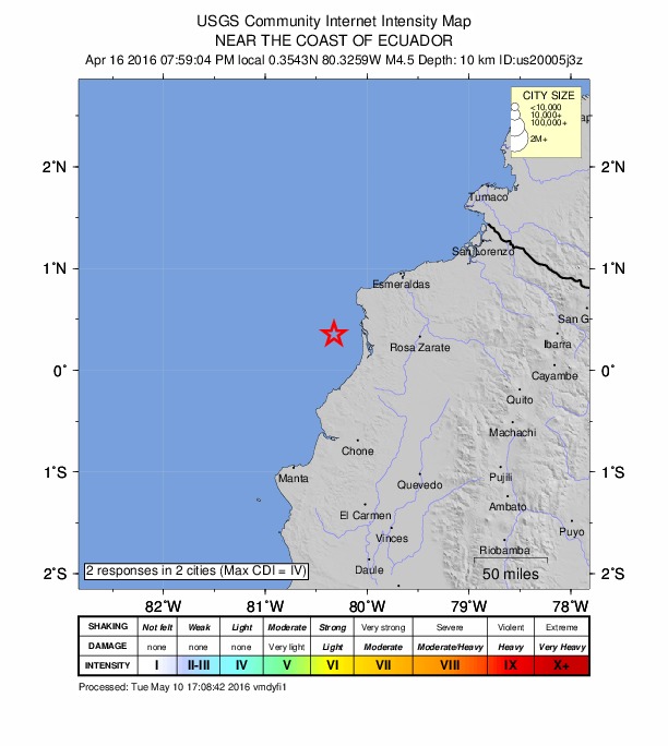 Did You Feel It? map: shaking reported by the public