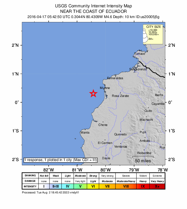 Did You Feel It? map: shaking reported by the public