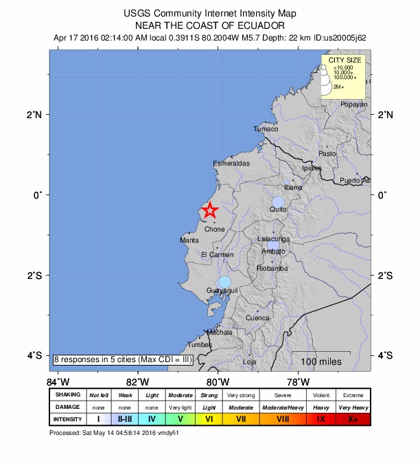 Did You Feel It? map: shaking reported by the public