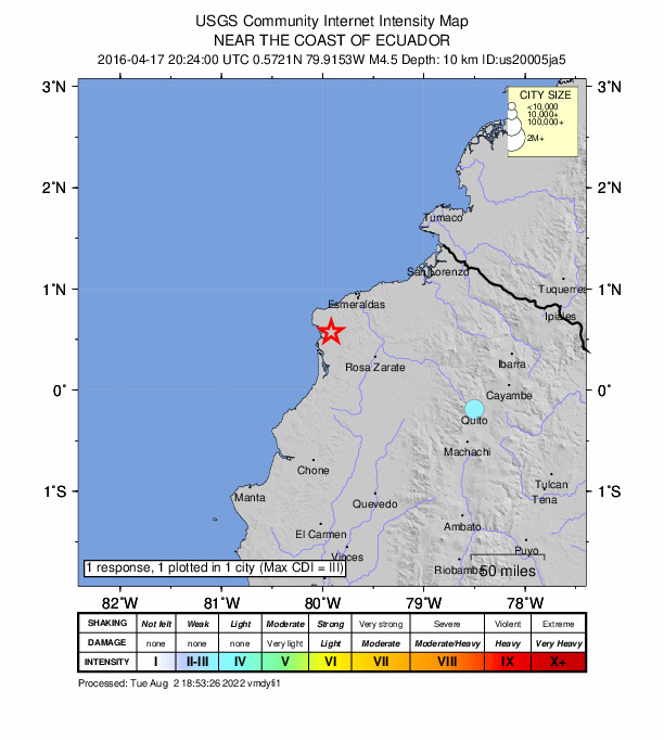 Did You Feel It? map: shaking reported by the public