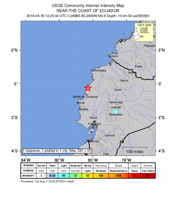Did You Feel It? map: shaking reported by the public