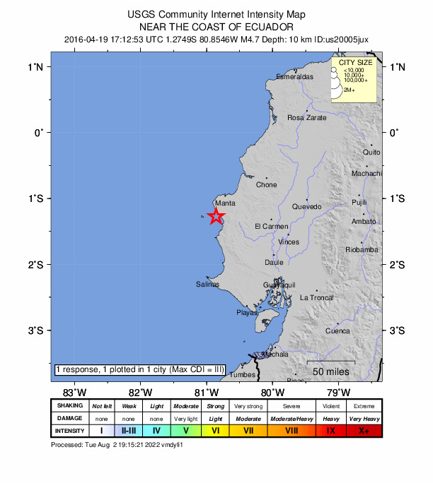 Did You Feel It? map: shaking reported by the public