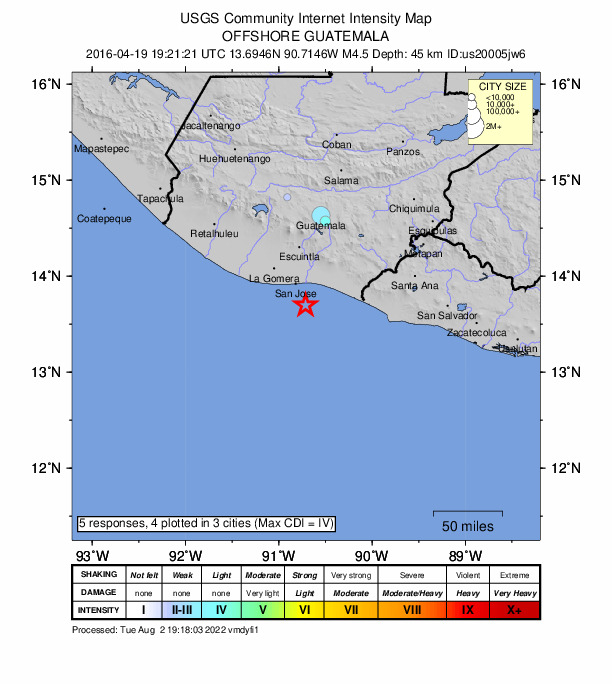 Did You Feel It? map: shaking reported by the public