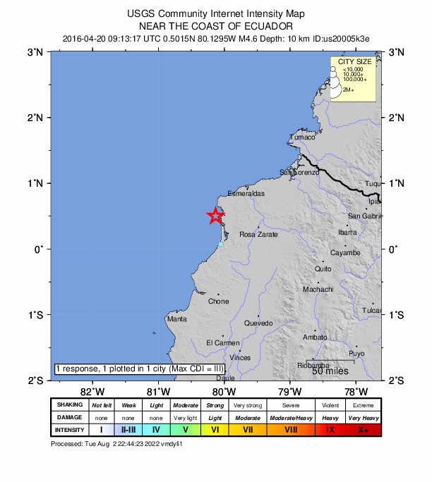 Did You Feel It? map: shaking reported by the public