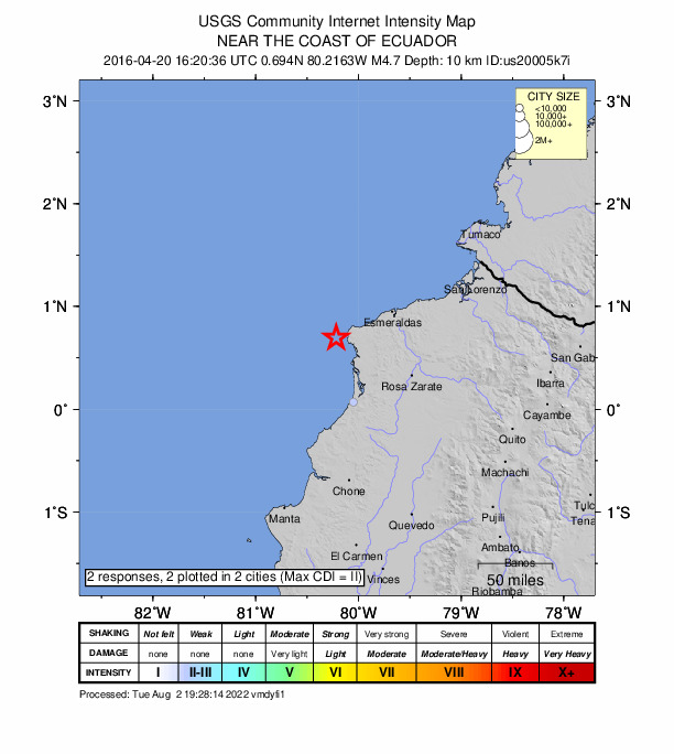 Did You Feel It? map: shaking reported by the public