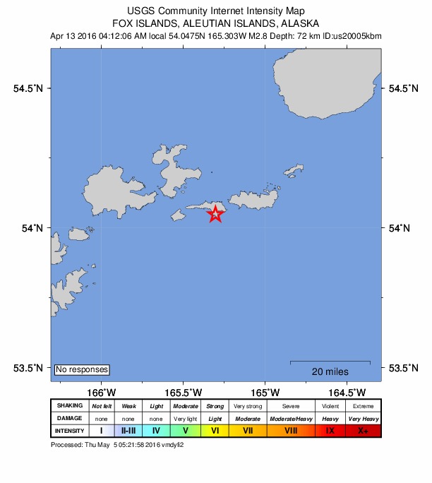Did You Feel It? map: shaking reported by the public