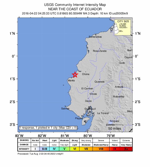 Did You Feel It? map: shaking reported by the public