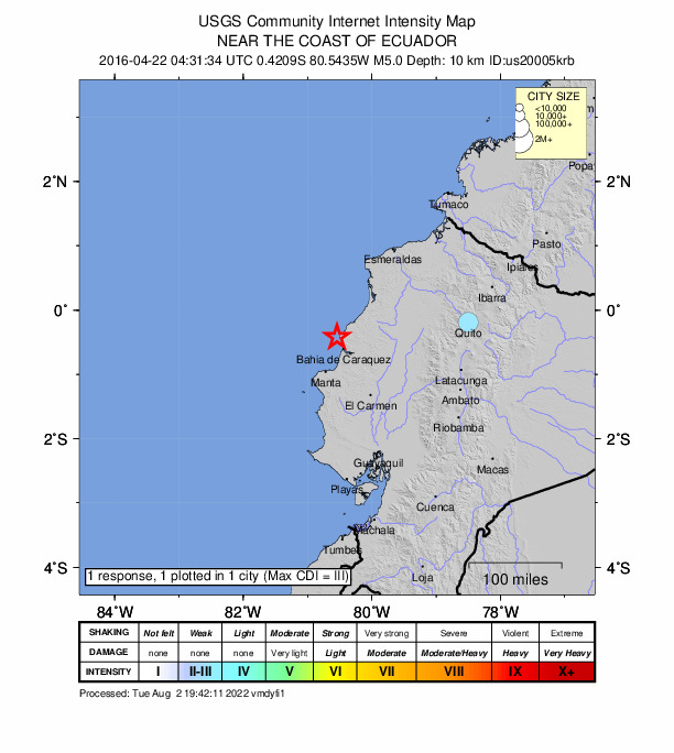 Did You Feel It? map: shaking reported by the public