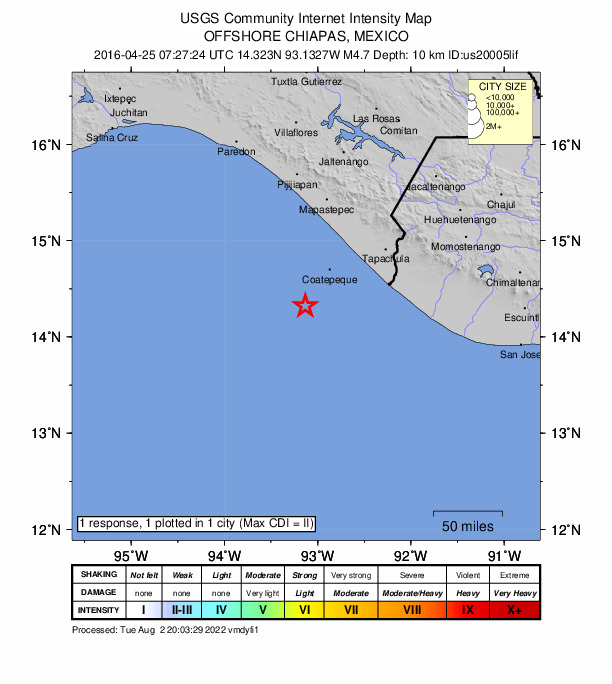 Did You Feel It? map: shaking reported by the public