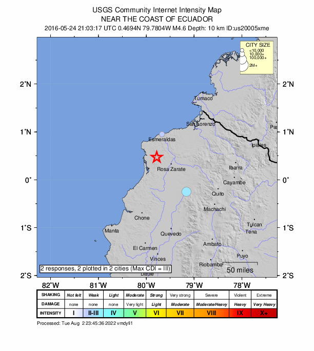 Did You Feel It? map: shaking reported by the public