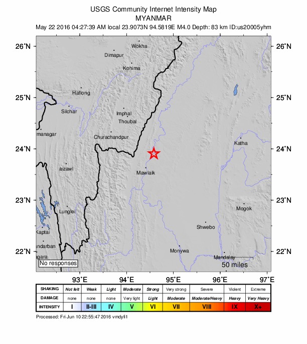 Did You Feel It? map: shaking reported by the public