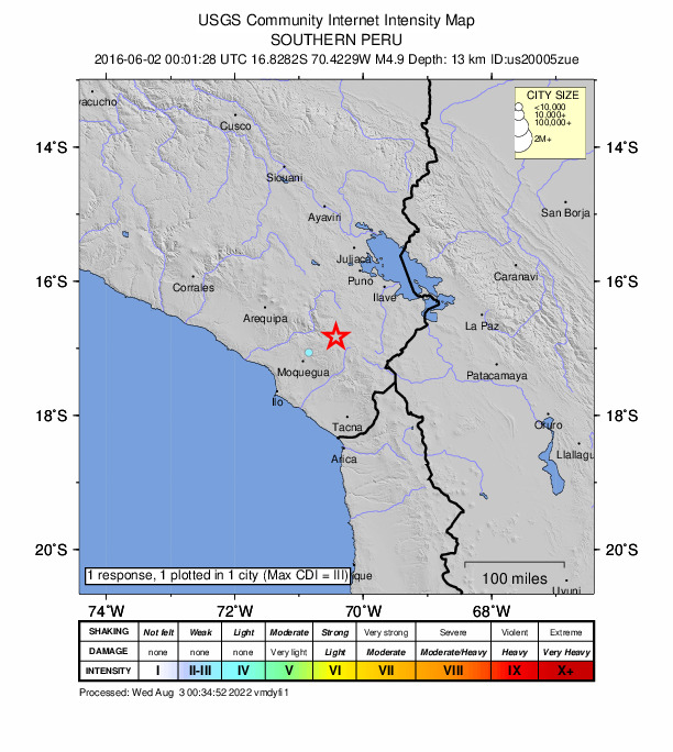 Did You Feel It? map: shaking reported by the public