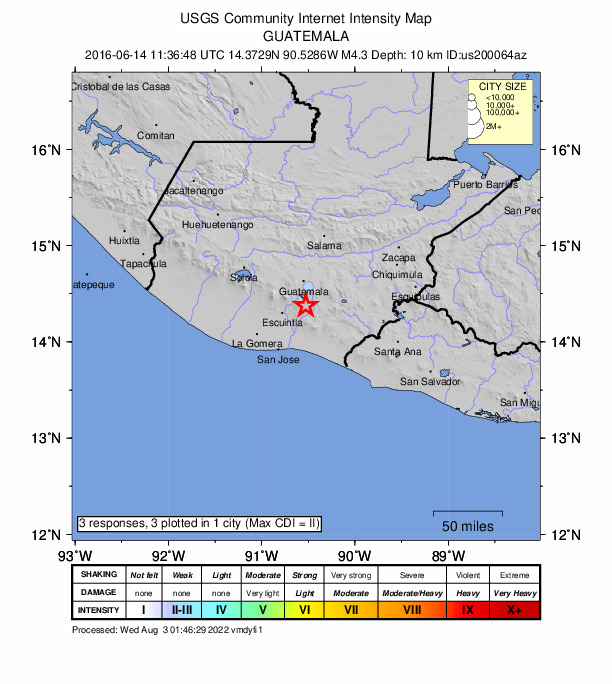 Did You Feel It? map: shaking reported by the public