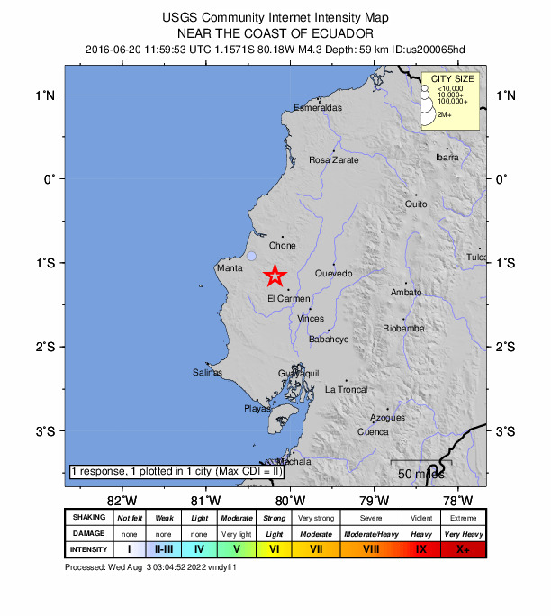 Did You Feel It? map: shaking reported by the public