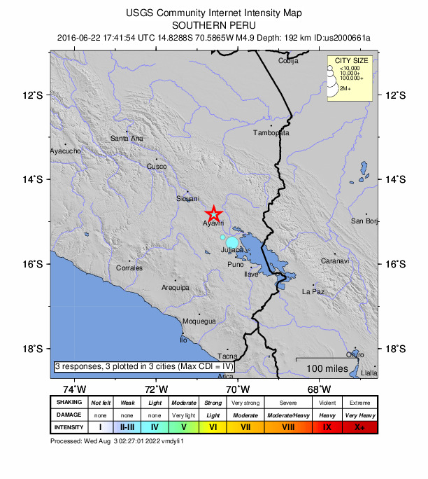 Did You Feel It? map: shaking reported by the public