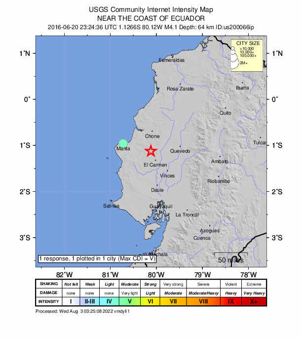 Did You Feel It? map: shaking reported by the public
