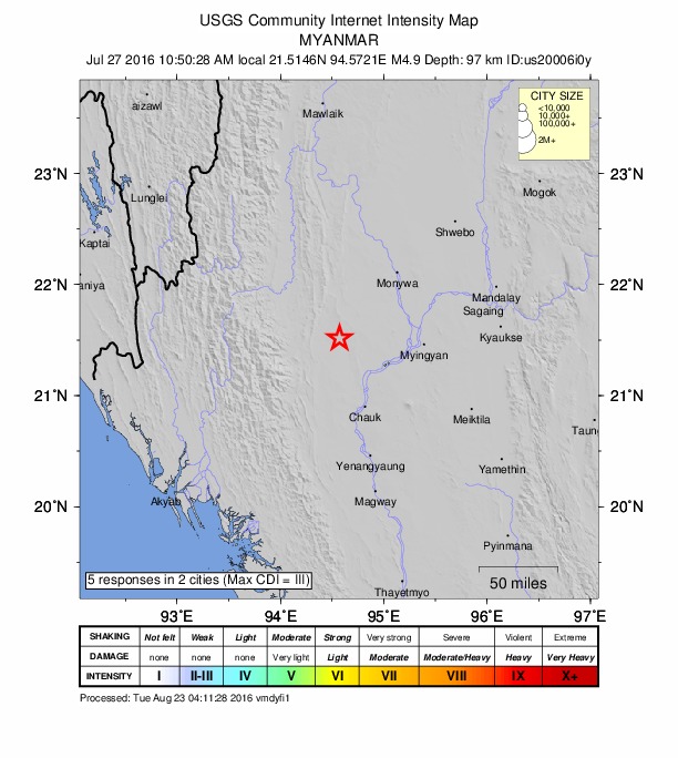 Did You Feel It? map: shaking reported by the public