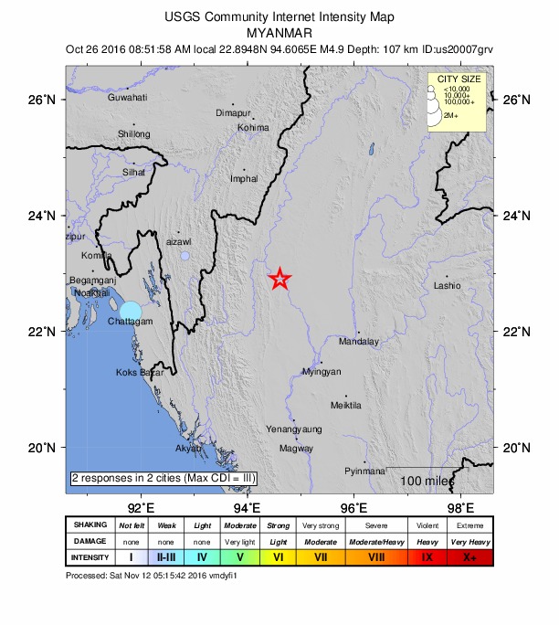 Did You Feel It? map: shaking reported by the public