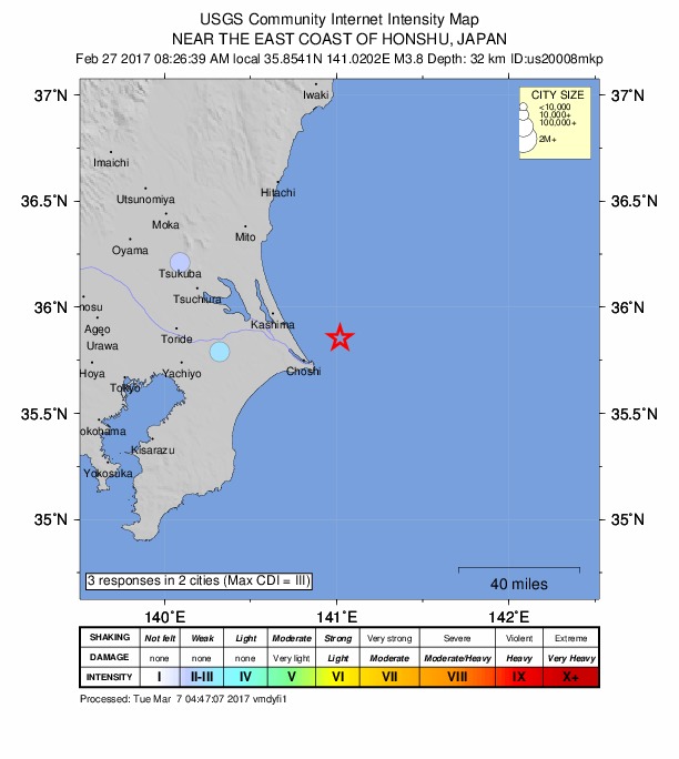 Did You Feel It? map: shaking reported by the public