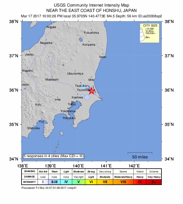 Did You Feel It? map: shaking reported by the public