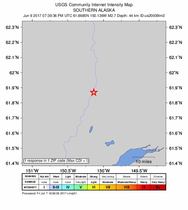 Did You Feel It? map: shaking reported by the public