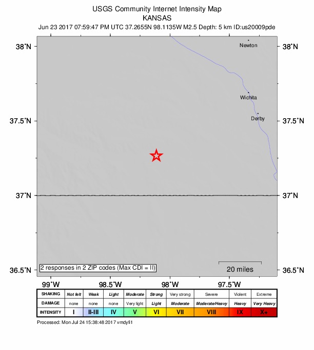 Did You Feel It? map: shaking reported by the public
