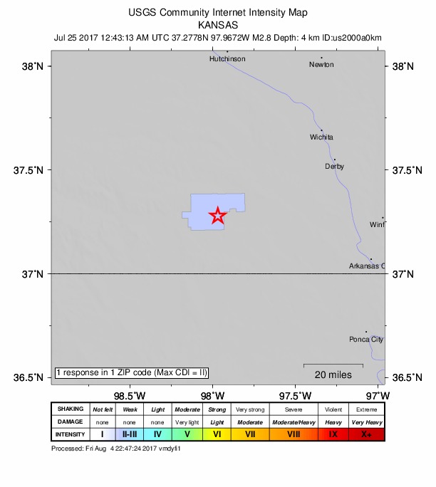 Did You Feel It? map: shaking reported by the public