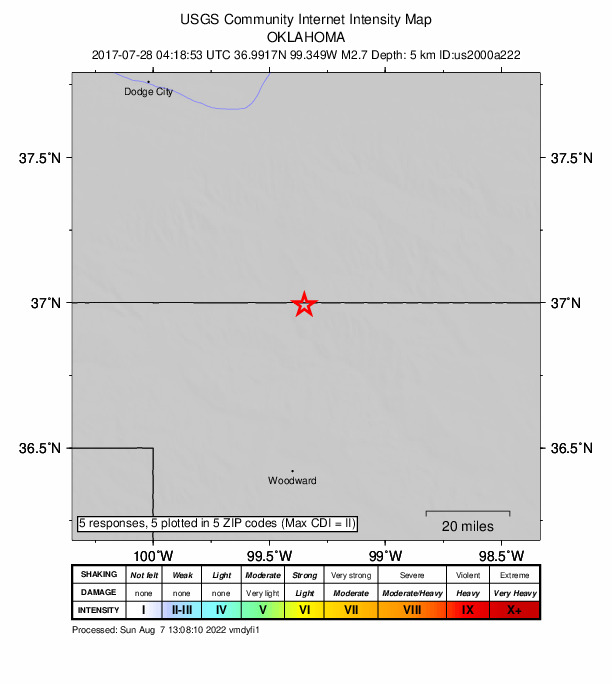 Did You Feel It? map: shaking reported by the public