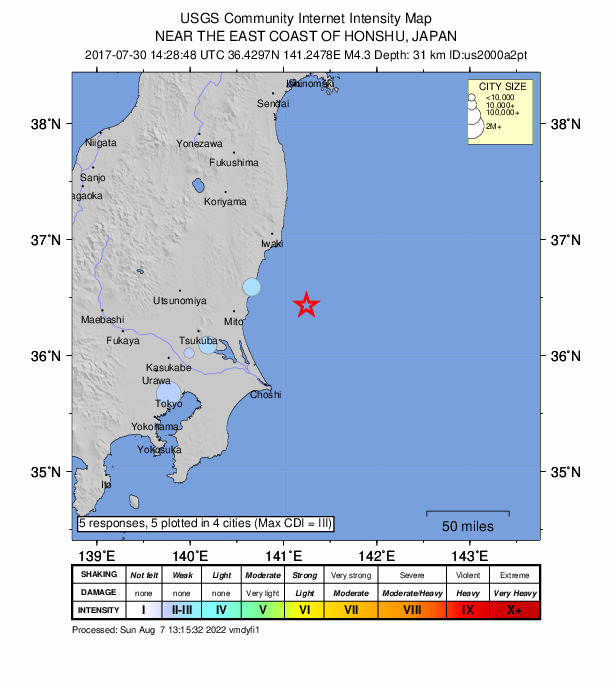 Did You Feel It? map: shaking reported by the public