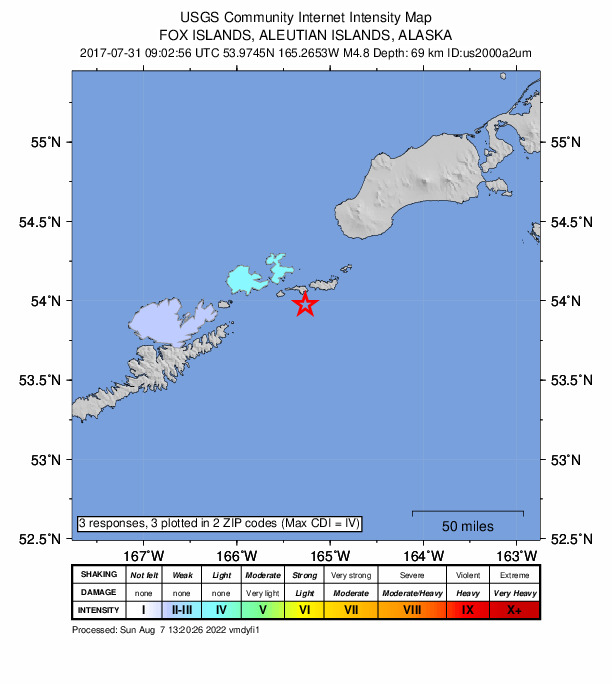 Did You Feel It? map: shaking reported by the public