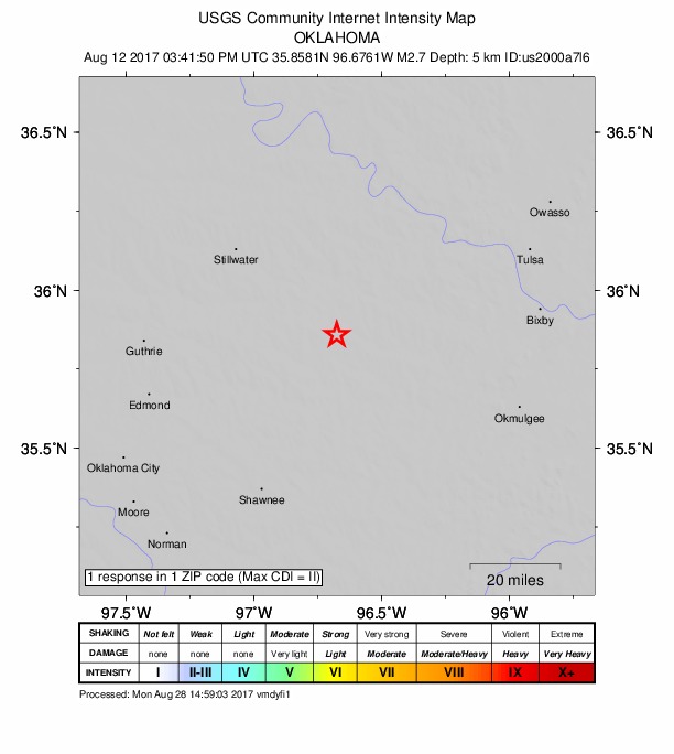 Did You Feel It? map: shaking reported by the public