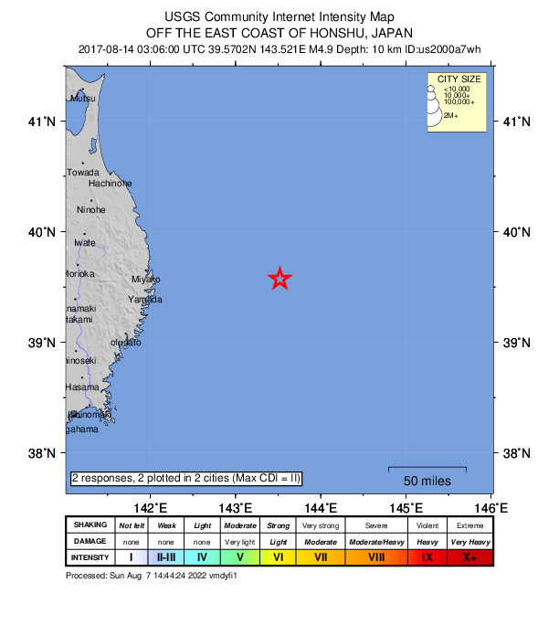 Did You Feel It? map: shaking reported by the public