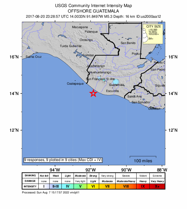 Did You Feel It? map: shaking reported by the public