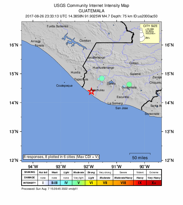 Did You Feel It? map: shaking reported by the public