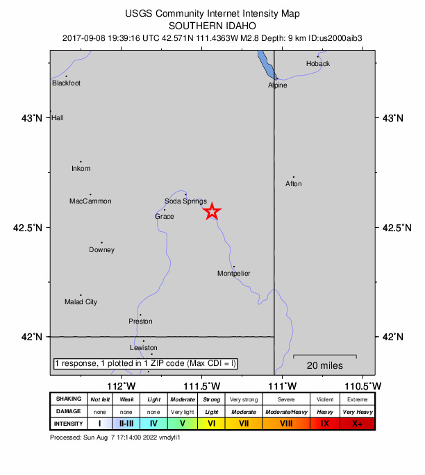 Did You Feel It? map: shaking reported by the public