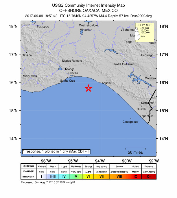 Did You Feel It? map: shaking reported by the public