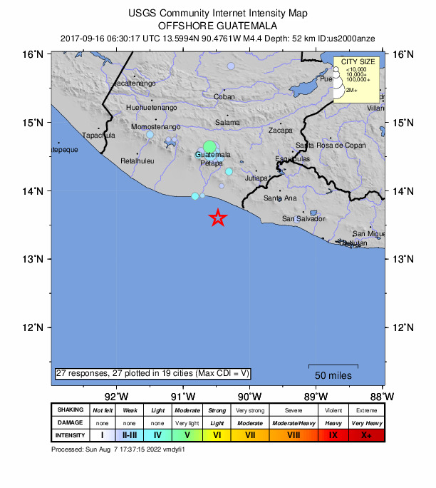 Did You Feel It? map: shaking reported by the public
